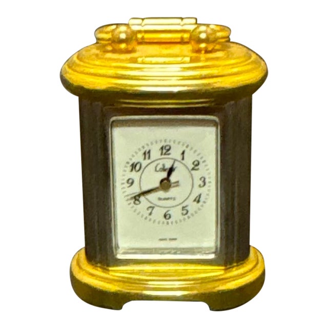 VTG Moulin LTD Miniature Brass Carriage Clock Gold Tone Japan Movt Quartz Mantel For Sale