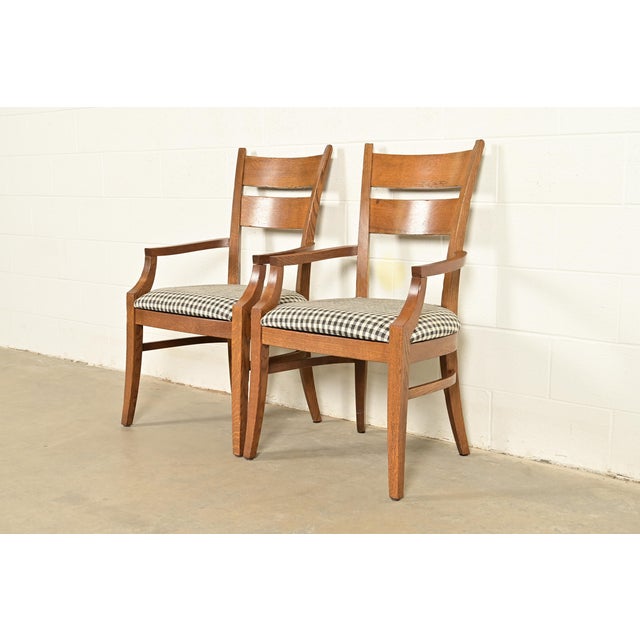 Mission Stickley Mission Oak Arts & Crafts Armchairs, Pair For Sale - Image 3 of 14