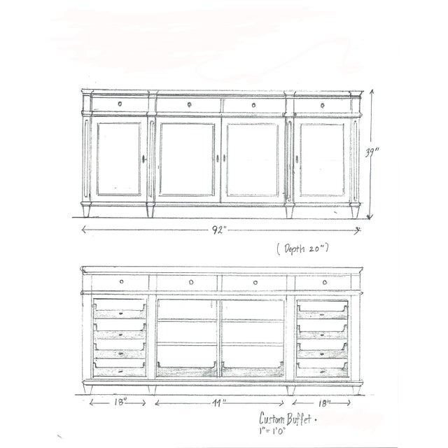 Custom Walnut Sideboard For Sale - Image 4 of 4