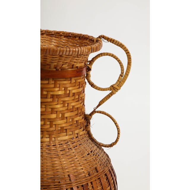 Vintage Tall Woven Wicker Basket For Sale - Image 9 of 12