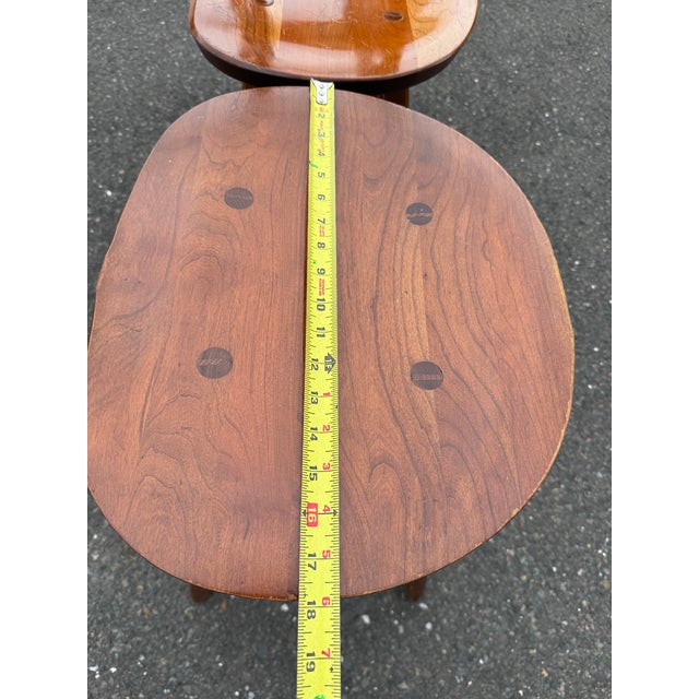Solid Cherry Saddle Seat Bar Stool by Hunt Furniture Wingdale New York For Sale - Image 10 of 10