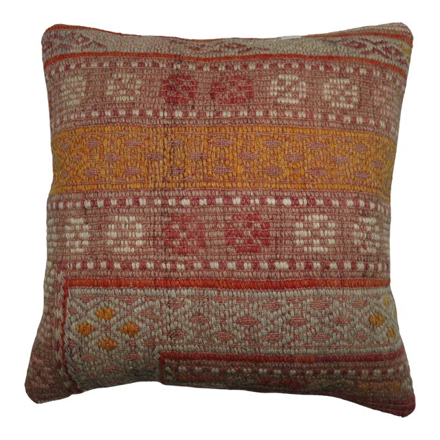 Vintage Turkish Jajim Pillow - 1'4" x 1'4" For Sale