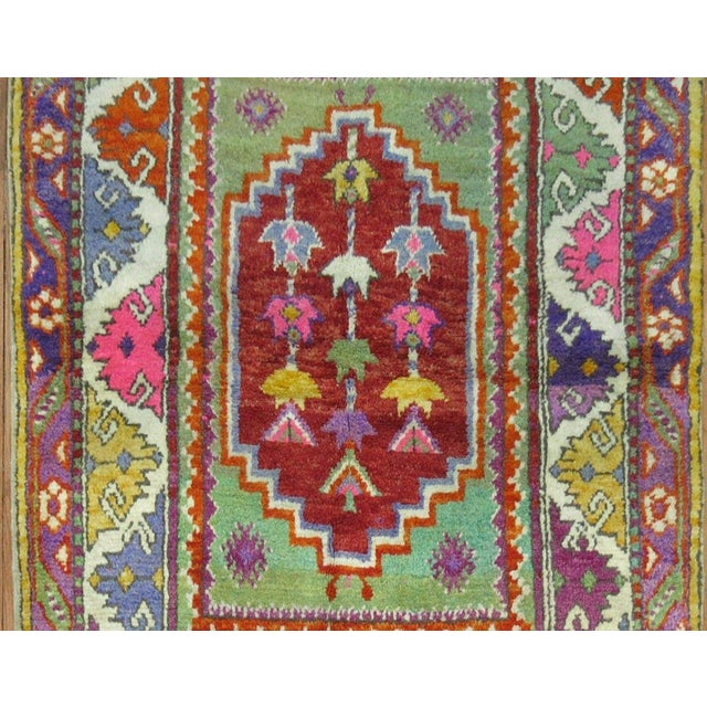 One of a kind Mid 20th Century Turkish Anatolian Square Scatter Size rug Measures: 2'10'' x 4'1''.