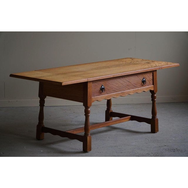 Mid-Century Danish Folding Table with a Drawer in Oak, Henning Kjærnulf, 1960s by Henning Kjærnulf, 1950s For Sale - Image 13 of 18