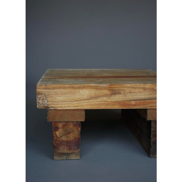 Small Brutalist Pine Coffee Table, 1970s For Sale - Image 10 of 16