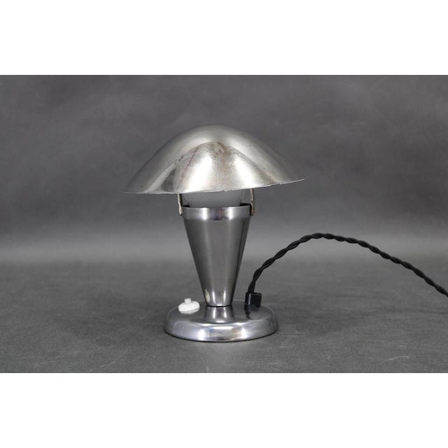 Bauhaus Adjustable Chrome Mushroom Table Lamp, Czechoslovakia, 1930s For Sale - Image 3 of 10