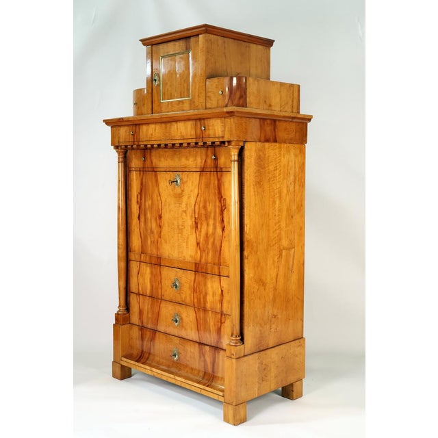Biedermeier Secretaire in Apple Wood, 1820 For Sale - Image 10 of 12