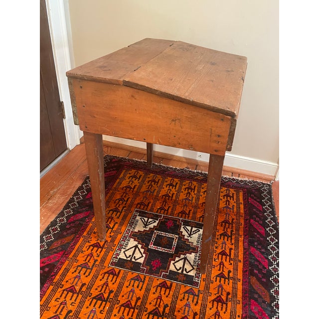Farmhouse Rustic Pine Slant Top Writing Desk For Sale - Image 3 of 8