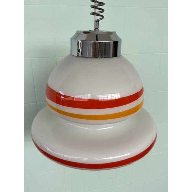 Space Age UFO Glass and Steel Pendant Light, 1970s For Sale - Image 4 of 15