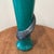 Vintage Deep Teal Murano Studio Art Glass Trumpet Vase With Spiraling Accent Signed by Artist For Sale - Image 4 of 12
