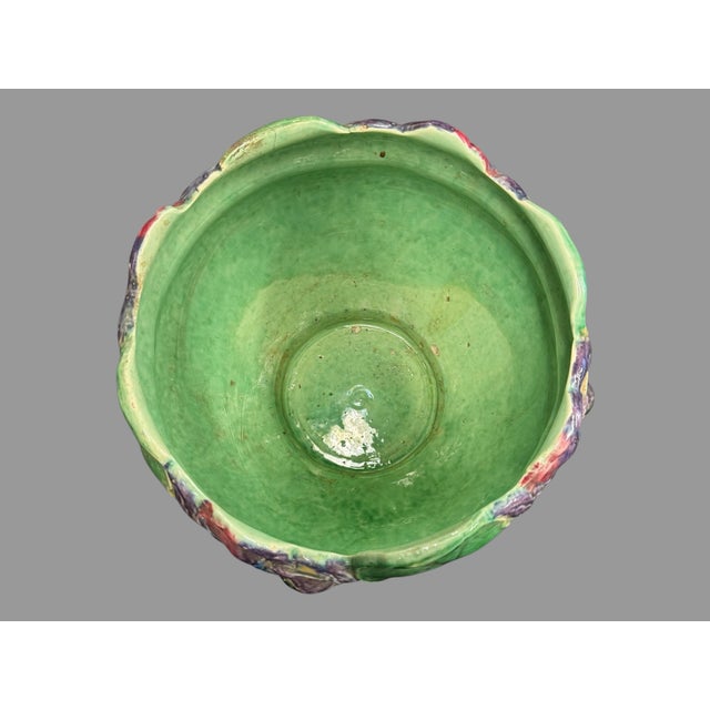 Ceramic Early 20th Century Roseville Blended Majolica Jardiniere & Pedestal Planter Vase For Sale - Image 7 of 12