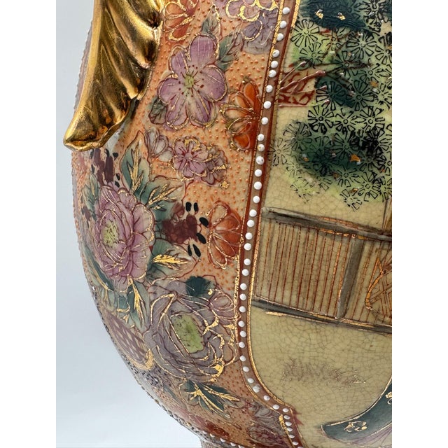 Antique Meiji Satsuma Floor Vase with Geisha Scenes and Gold Moriage, Japan, 1890s For Sale - Image 12 of 18