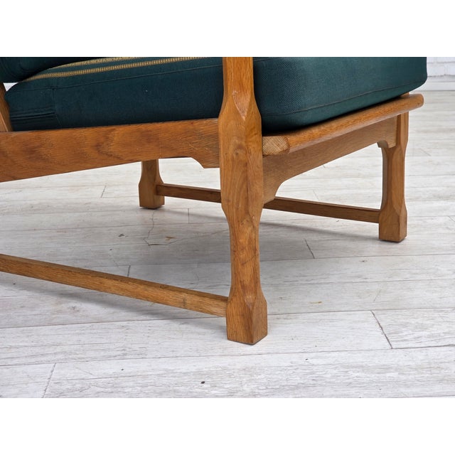 1970s Scandinavian Lounge Chair in Green Wool and Oak, 1970s For Sale - Image 5 of 18