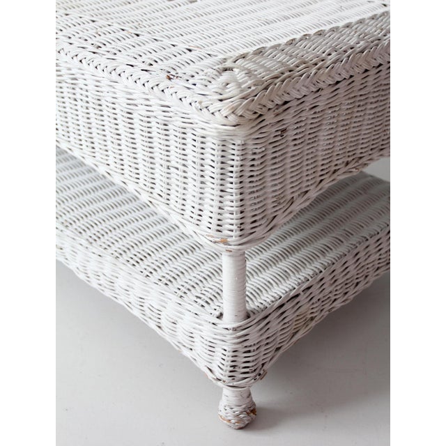 Antique White Wicker Coffee Table For Sale - Image 11 of 13