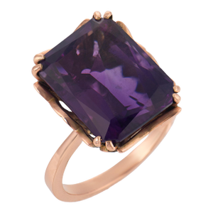 Mid 20th Century Victorian 8.00 Carat Amethyst 9k Rose Gold Cocktail Ring, Size 6.5