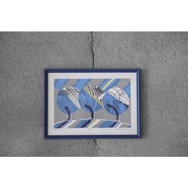 Mid-Century Modern Vintern, Color Lithograph by Knut Grane, 1991 For Sale - Image 3 of 6