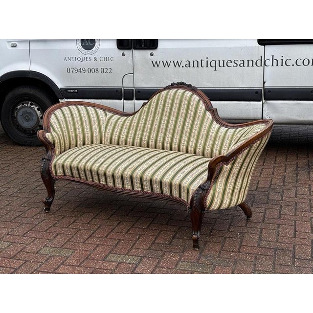 Victorian Walnut Framed Sofa with Cabriole Legs For Sale - Image 9 of 15