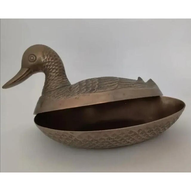 Brass 1970s Mid-Century Modern Solid Brass Mallard Duck Lidded Box For Sale - Image 8 of 13