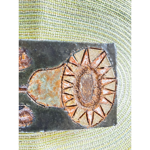 Stoneware Plaque with Floral Decoration by Argonauts for Vallauris, France, 1950 For Sale - Image 6 of 9