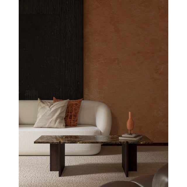 Contemporary Emperador Dark Marble and Smoked Oak Lounge Table by Lebanto For Sale - Image 3 of 4