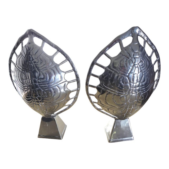 1970s Arthur Court Polished Aluminum Tortoise Shell Lamps - a Pair For Sale