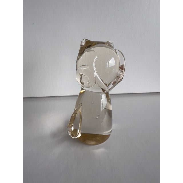 Transparent 1970s Hand-Blown Glass Owl Paper Weight For Sale - Image 8 of 9