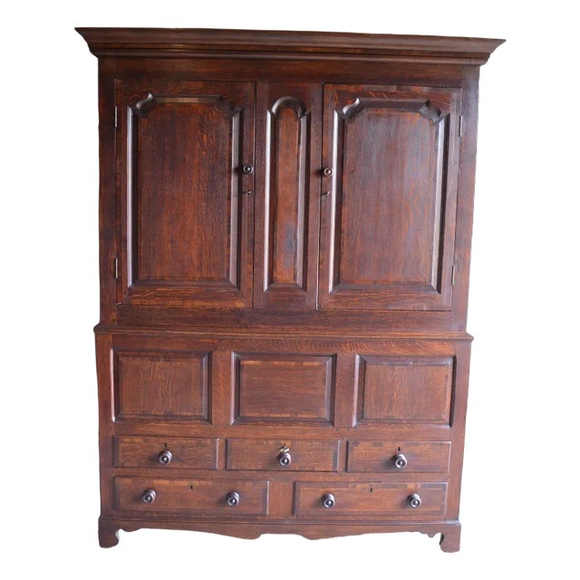 Antique English Oak Cabinet, 18th-Century For Sale