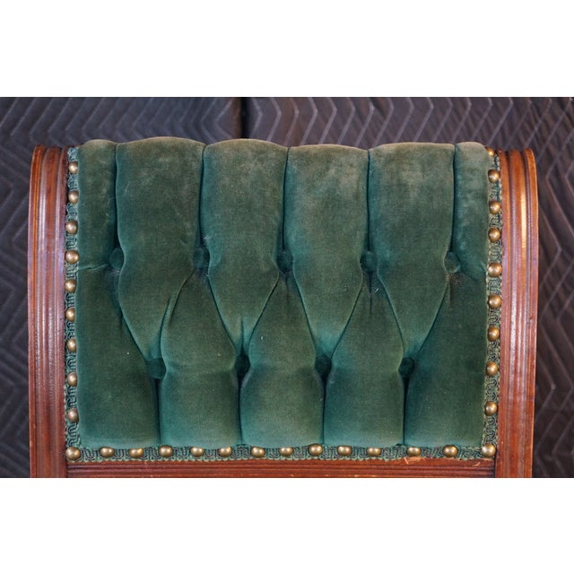 Antique Victorian Eastlake Carved Mahogany Tufted Velvet Parlor Side Chair For Sale - Image 6 of 18