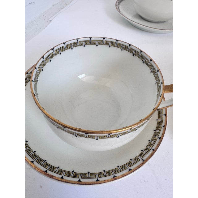 Off-white 1910s Haviland Limoges Tea Coffee Cups, Gold and Black Greek Key - Set of 4 For Sale - Image 8 of 9