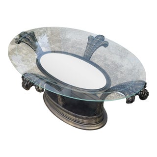 1950s Hollywood Regency Plume Feather Coffee Table - Manner of Grosfeld Dorothy Draper For Sale