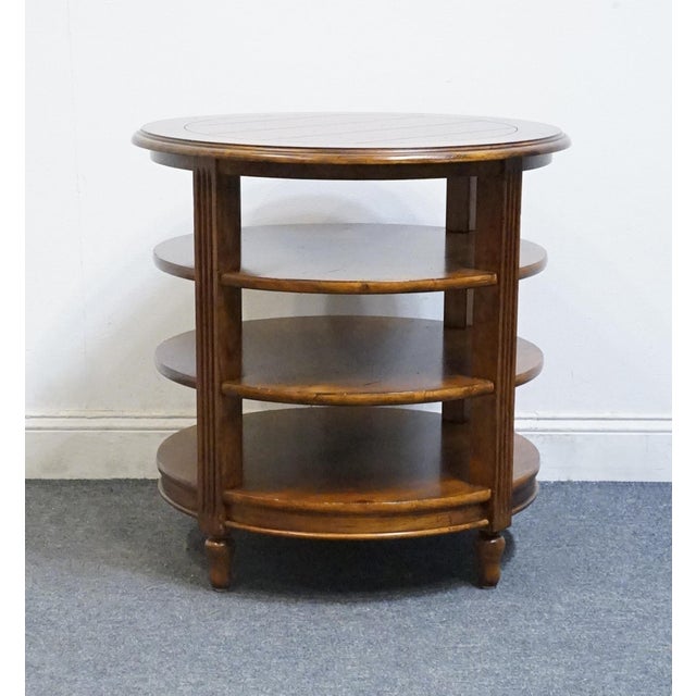 Stanley Furniture Solid Knotty Pine English Country Revival 28" Round Tiered Accent End Table 534-15-12 For Sale In Kansas City - Image 6 of 9
