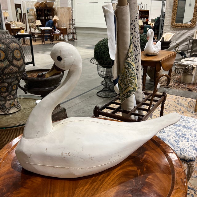 Vintage Hand Carved and Painted Solid Wood Carved Swan