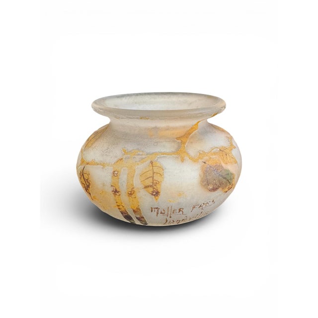 Muller Freres Vase with Cameo Etched Enamel and Acid Glass from Muller Frères, 1920s For Sale - Image 6 of 6