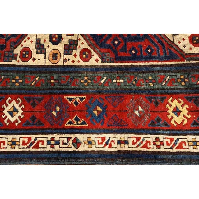 1870s Red Geometric Tribal Antique Nw Persian Rug 3'6" X 9'8" Handknotted Wool Carpet For Sale In New York - Image 6 of 6