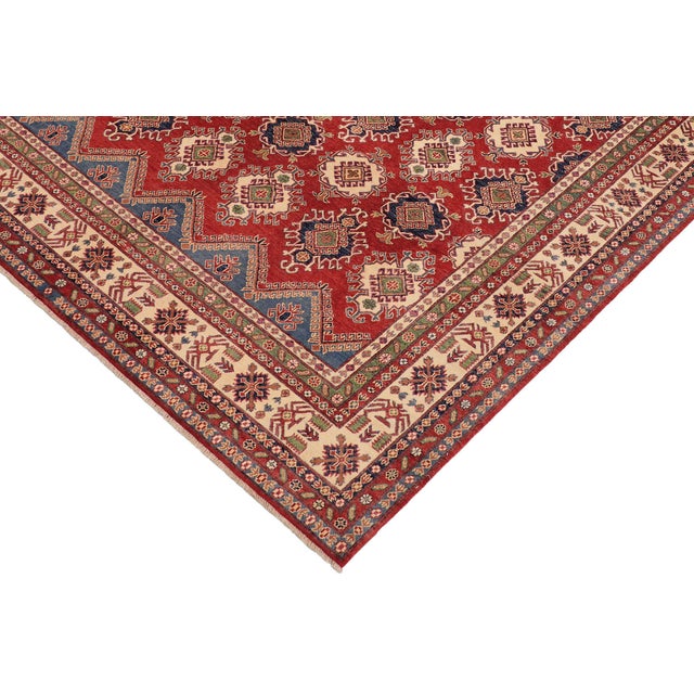 Rustic Super Kazak Red/Beige Wool Rug - 9'0'' X 11'10'' For Sale - Image 4 of 10
