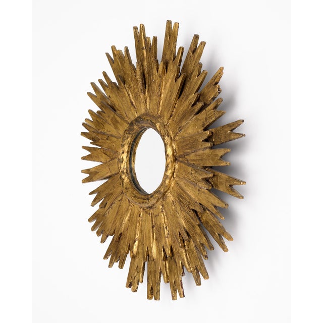 Mid-Century Modern Spanish Mid-Century Modern Giltwood Sunburst Mirror, Circa 1980 For Sale - Image 3 of 9