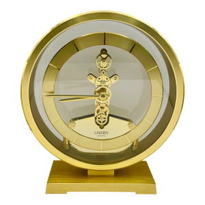 Late 20th Century Gold Tone Skeleton Clock