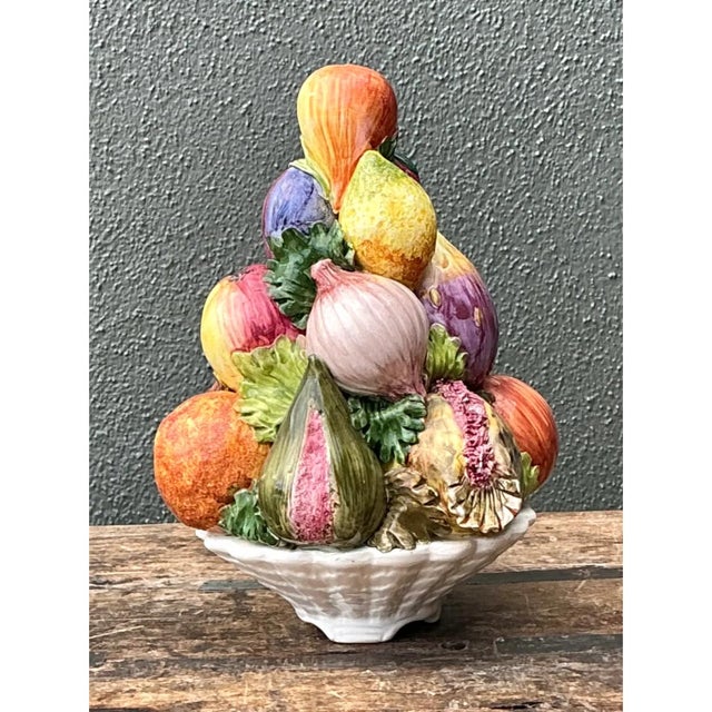 Dark Green Vintage Italian Ceramic Fruit Topiary For Sale - Image 8 of 12