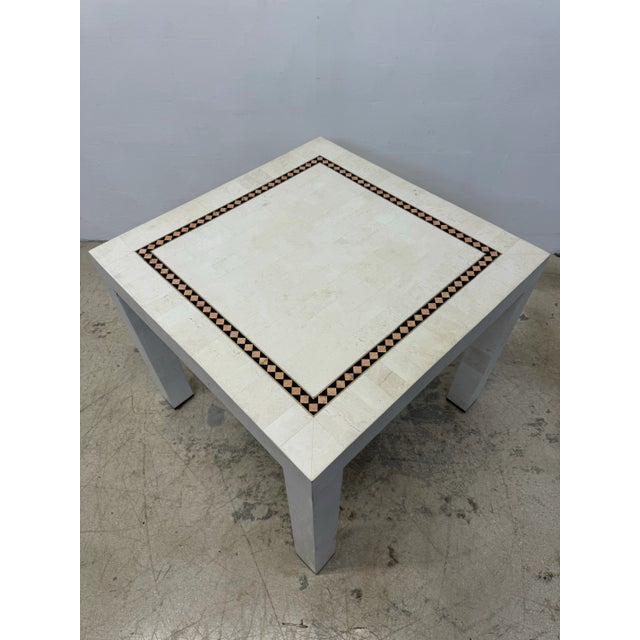 Maitland-Smith Tessellated Stone With Brass Inlay Game or Dining Table For Sale In Miami - Image 6 of 10