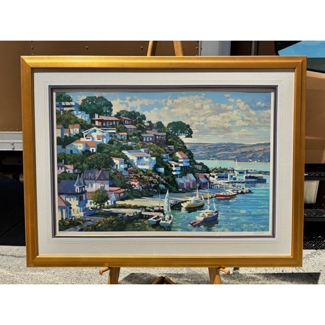 Sausalito Panorama by Art Howard Behrens (1933–2014) Medium: Limited Edition Serigraph on Paper Presentation: Museum...