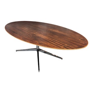 Mid Century Modern Authentic Knoll International Exotic Wood Brazilian Rosewood Oval Dining Table by Designer Florence Knoll. For Sale