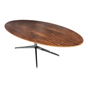 Mid Century Modern Authentic Knoll International Exotic Wood Brazilian Rosewood Oval Dining Table by Designer Florence Knoll.