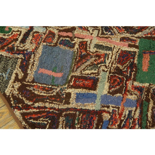 1940s Multicolor Abstract Folk Art American Hooked Rug 2'5" X 3'6" Handknotted Wool Carpet For Sale - Image 9 of 12