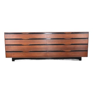 Mid 20th Century John Kapel Low Eight Drawer Dresser in Walnut For Sale