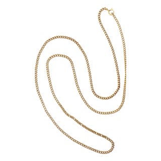 Mid-Century 17k Yellow Gold 22" 2.3mm Curb Link Chain For Sale