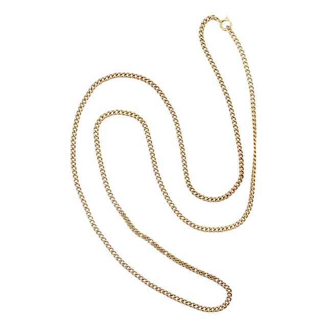 Mid-Century 17k Yellow Gold 22" 2.3mm Curb Link Chain For Sale