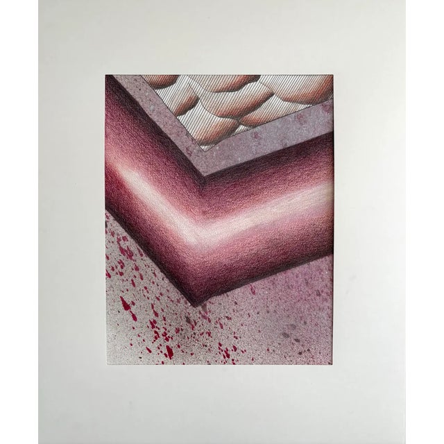 Abstract 1970s Barbara Beck Mixed Watercolor and Graphite on Paper - Matted For Sale - Image 3 of 3
