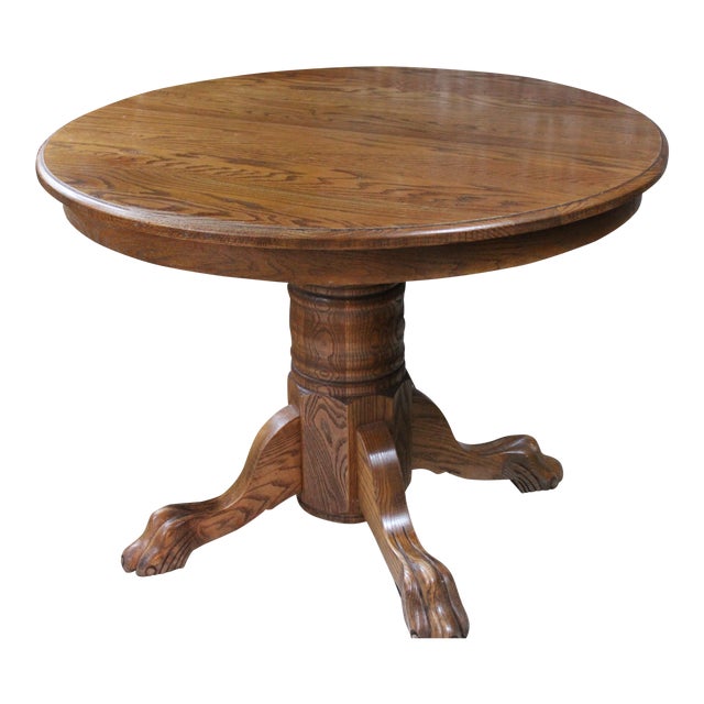 Vintage Oak Claw Foot Dining Table With Two Leaves Chairish