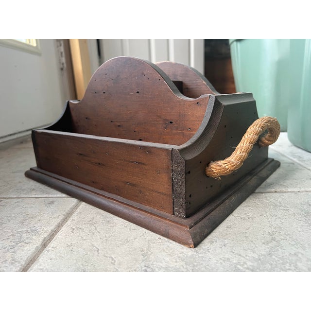 Mid Century Vintage Wooden Storage Caddy Desk Organizer For Sale In West Palm - Image 6 of 8