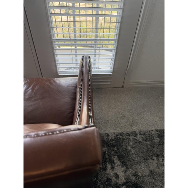 Bernhardt Brown Leather Club Chair With Nailhead Trim For Sale - Image 12 of 13